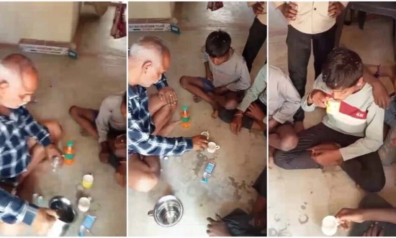 प्राथमिक-शिक्षक-का-छात्रों-को-शराब-पिलाते-और-उनको-प्रेरित-करते-हुए-का-एक-वीडियो-सोशल-मीडिया-में-वायरल